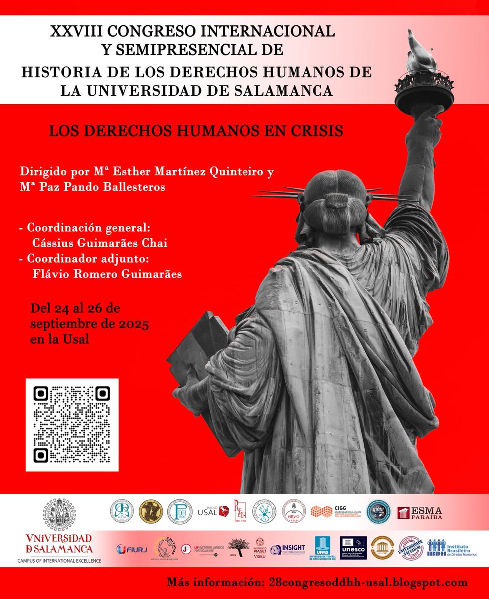 [Congreso internacional de Historia de los #DerechosHumanos de la Universidad de Salamanca]

📌Los Derechos Humanos en crisis.

Formato: Semipresencial
🗓️ 24 al 26 de septiembre
📍Universidad de Salamanca

ℹ️ 28congresoddhh-usal.blogspot.com