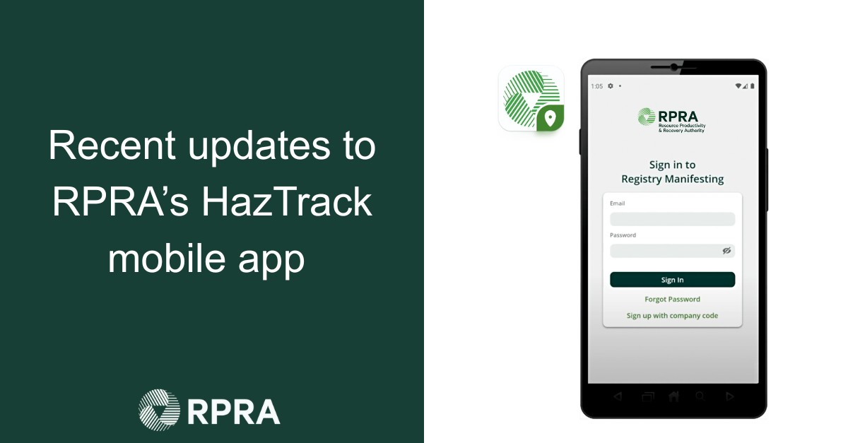 RPRA has updated the RPRA HazTrack mobile app to make manifesting under the Hazardous Waste Program (HWP) more convenient and efficient for users.

To see the full list of updates, visit: rpra.ca/2025/09/recent….

#RPRA #Ontario #Canada