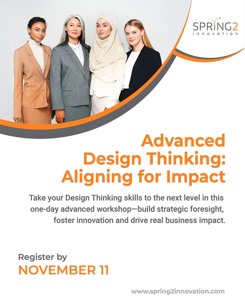 Spring2Inno's tweet image. 📅 Nov 11 – Ready to go beyond the basics?
Join us for Advanced Design Thinking: Aligning for Impact—a 1 day workshop for grads of our Level 1 or Certificate program.
Take your problem-solving to the next level—zurl.co/PB6YL
#ProfessionalDevelopment #Spring2Innovation