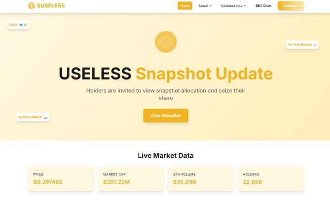 UsesGovern's tweet photo. @theuselesscoin 1/2 🧵

Useless reward is live!

https://t.co/RswJunNGue. https://t.co/iRH7bOmKI8