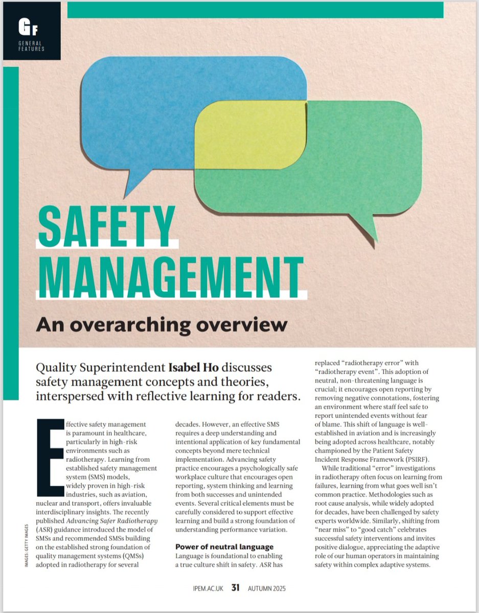 isabelholc's tweet image. Thank you @ipemnews for the opportunity to share a few #radiotherapy patient safety reflections following the publication of #ASR Advancing Safer Radiotherapy @UKHSA
