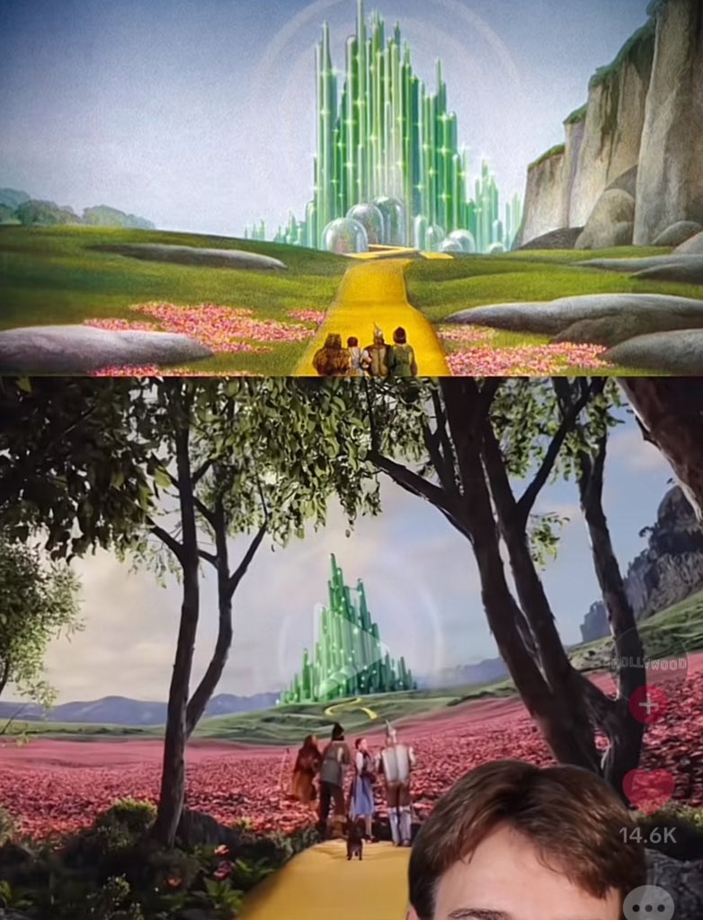 miserandry's tweet photo. @Might0fHeaven @rudebusterzz bastardizing the original beautiful set designs is one. ai generating a performance from a dead actor is another. i think replacing two munchkins’ faces with zaslav and the dude who owns the sphere is kinda egregious too but idk. https://t.co/pv09LLJBCv
