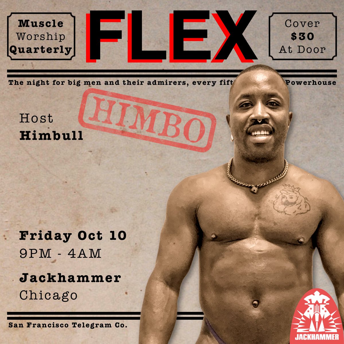 FlexPartySF's tweet image. Meet the hosts for FLEX in Chicago at @Jackhammer_Chgo October 10th! Tix available now on Eventbrite. #muscleworship #muscleappreciation #musclefetish #touchmymuscles #flex