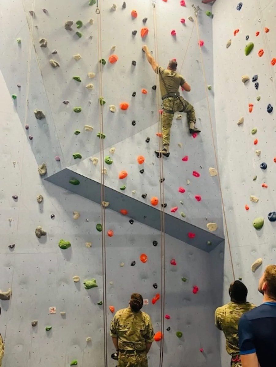 Station personnel making full use of the indoor climbing wall. Think we’ll observe from the ground thanks all the same! 🤭#teamnortholt #findyourforce #Leadership #development