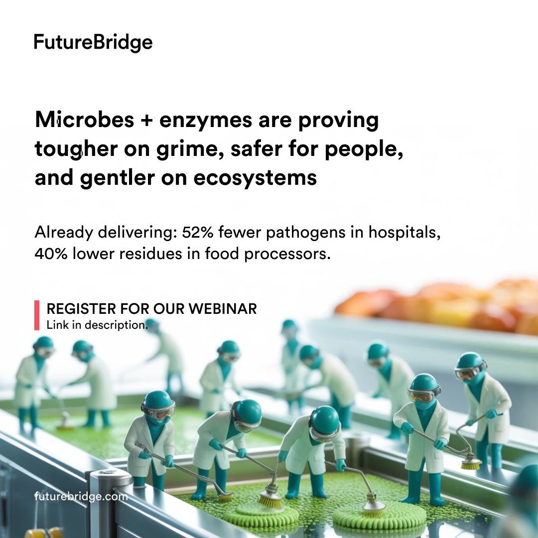 TheFutureBridge's tweet photo. Clean ≠ sterile anymore. Harsh chemicals fuel asthma, compliance issues &amp; greenwashing.
Biotech is rewriting hygiene with microbes, enzymes &amp; synbiotics—safer, smarter, sustainable.
Join our webinar  -https://t.co/9m7ozSiV9S
#Biotech #Innovation #Hygiene https://t.co/GZGw5pdlxO