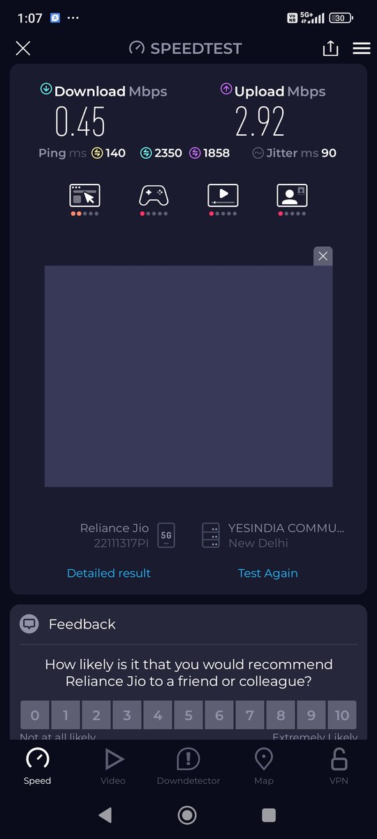 Tips4healthy's tweet image. Such worse service despite complaints again and agian they r worst look at airtel speed which is 20 to 30 times higher @Airtel_Presence @airtelindia @airtelnews @TRAI both images attached