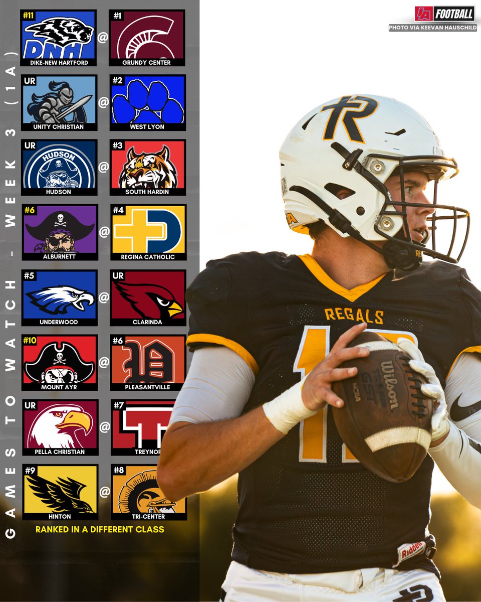 🔥 WEEK 3 1A GAMES TO WATCH 🔥 

#IAfootball X #iahsfb