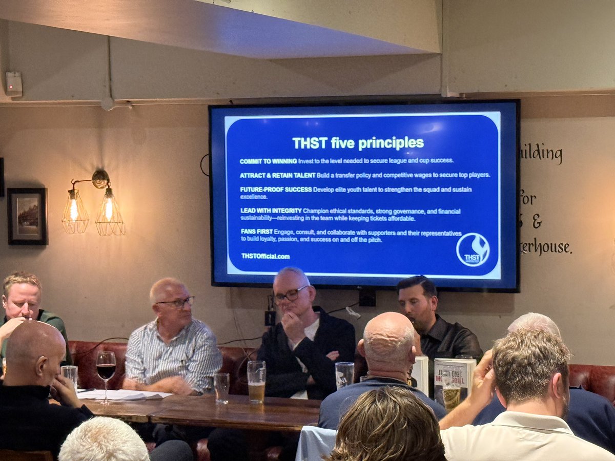 THSTOfficial's tweet photo. Next topic: reviewing the summer transfer window with the Trusts 5 principles for Club ownership in the background which include…
“Attract & Retain Talent - build a transfer policy and competitive wages to secure top players.”
#THST #MeetThePodcasters https://t.co/OyX7jhxoCO
