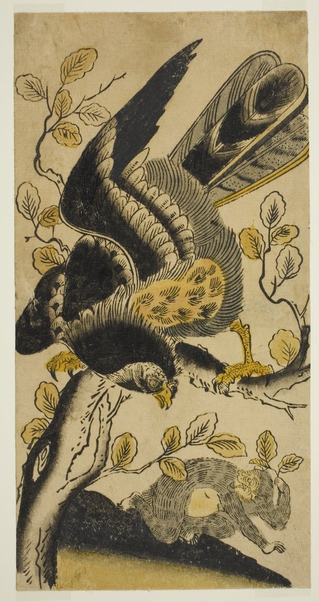 Eagle and Monkey, attributed to Nishimura Shigenaga, ca. 1725