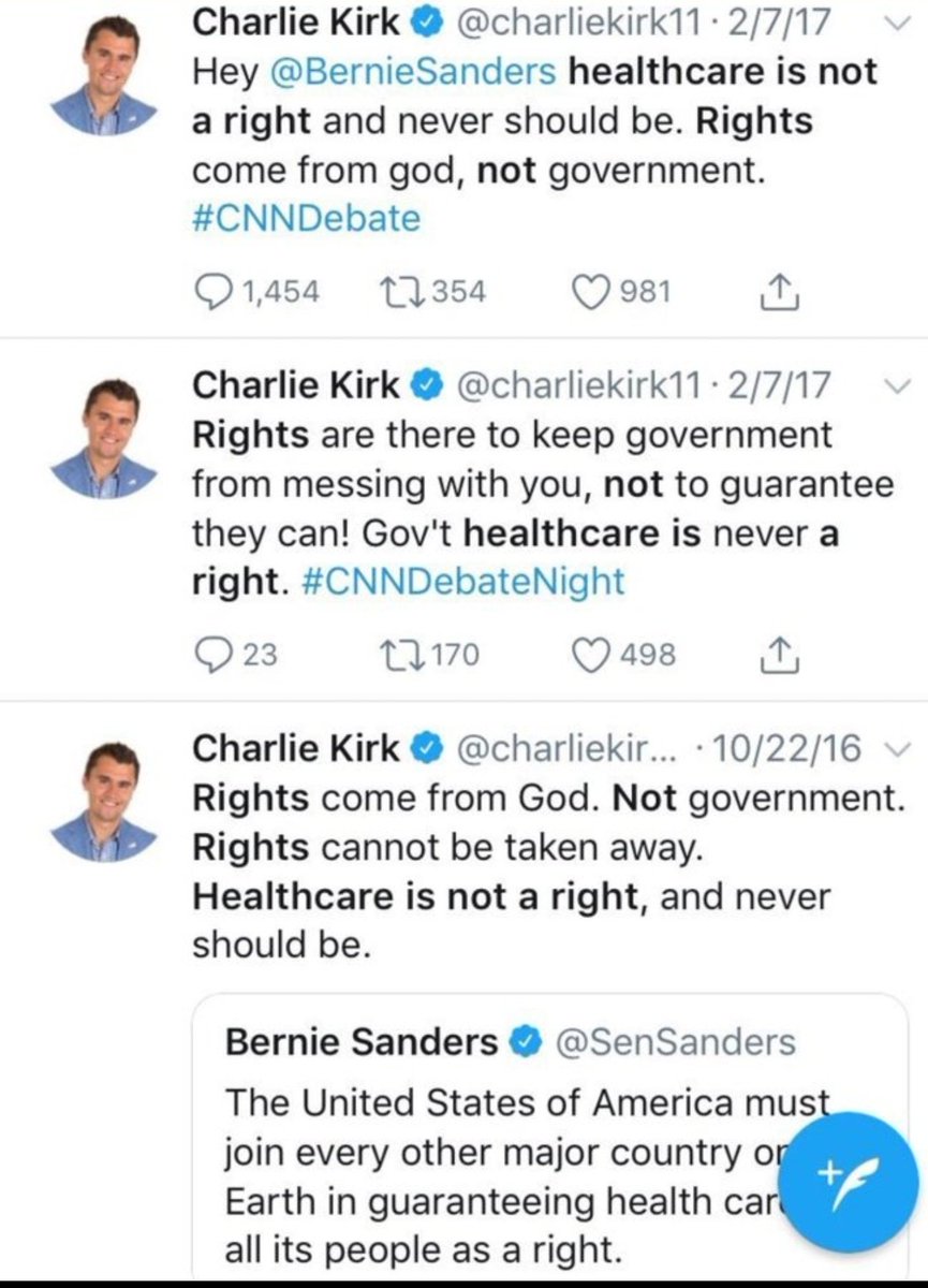 left_to_space's tweet image. Charlie Kirk is now getting life-saving healthcare, something he doesn&apos;t want everyone to have. Let&apos;s not forget who these people are.