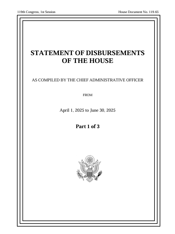 In case anyone is interested in what "UFO Whistleblower" David Grusch is getting paid by Congressman Eric Burlison, it is public information.

Service dates 4/1/25-6/30/25 he was paid $10,500. 

He was also reimbursed for various travel expenses, all in April.

This is from the