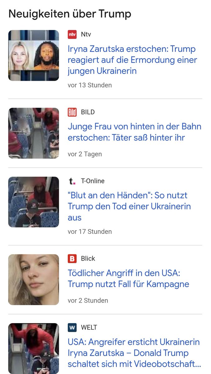 Über den bestialischen Mord an der Ukrainerin #IrynaZarutska in #Charlotte wird jetzt nur deshalb in den MSM berichtet,weil #Trump sich eingeschaltet hat (man achte auf die Überschriften).Vorher wurde er von den MSM wegen der falschen Täter-Opfer-Konstellation totgeschwiegen