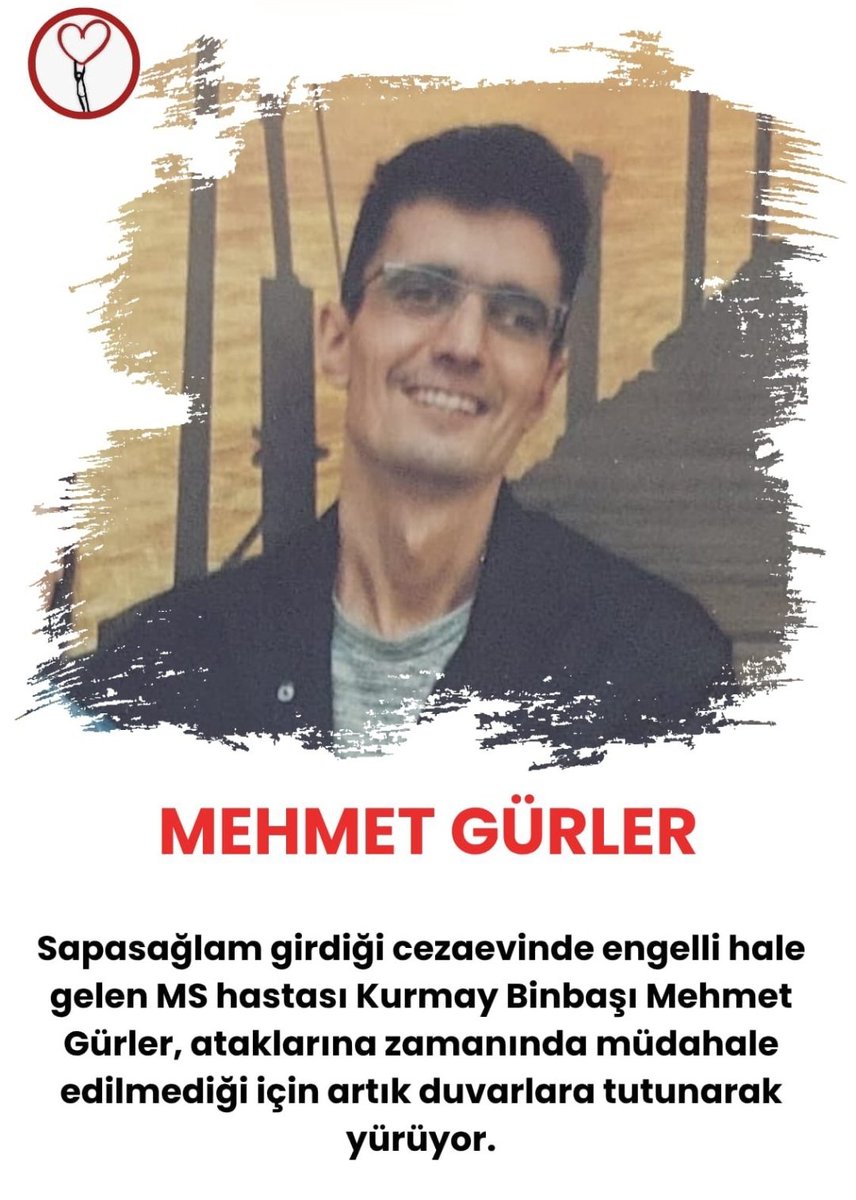 8,5 yıldır içeride olan Mehmet Gürler, cezaevinde MS hastası oldu. Tedavi edilmedi, artık yürüyemiyor ve görme kaybı yaşıyor. Ona yaşatılan şey, açık bir işkencedir.

TabuttaTahliyeye Hayır