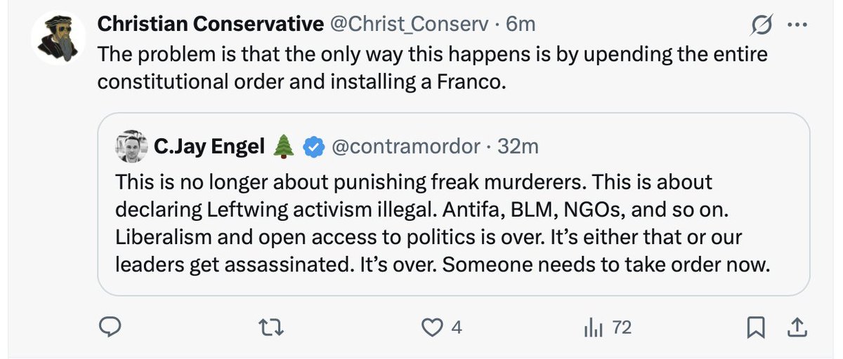 lutheranpeasant's tweet image. That is the problem. The constitutional order of our republic depends on certain actions being out of bounds even if they are not illegal. It requires conscience, self-restraint, the internalization of morality. Where that is lost, representative government becomes unstable.…