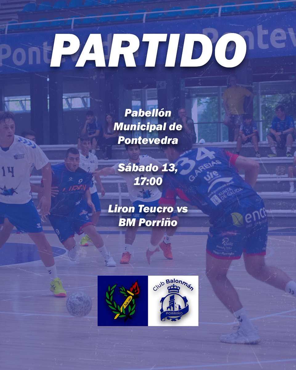 PRIMER PARTIDO DE LIGA‼️

Este sábado volvemos al Municipal, esta vez lo haremos contra el BM Porriño en la primera jornada de esta liga 25/26.

Os esperamos, Forza Teucro💪🏼💙