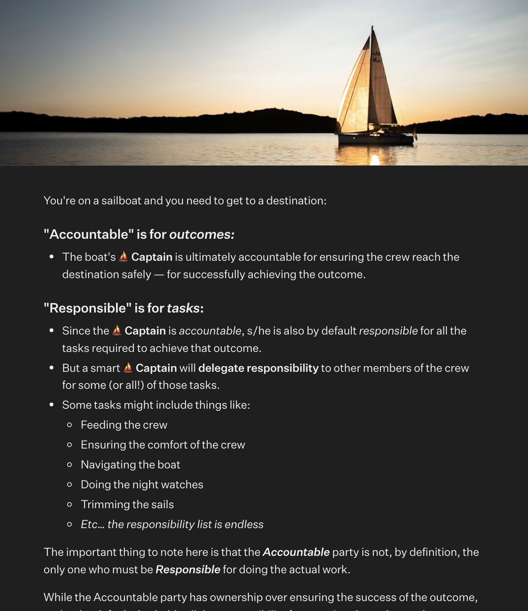 Maybe you've heard of the #RACI framework for decision making. We think it should be called ARCI, and we just added a sailing analogy to explain why. go.FounderCulture.net/ARCI