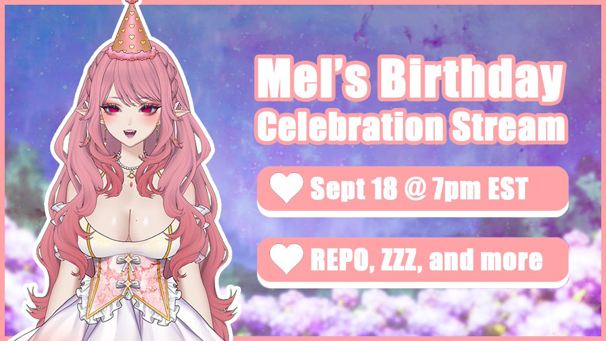 missmelodie_'s tweet image. My birthday is in exactly one week, and with a lot of encouragement from my closest friends, I’ll be celebrating it for the first time in years with others haha 😅🩷

I’m very very nervous so it would mean a lot if you stopped by!

The bday stream will be Sept 18 at 7pm EST ish