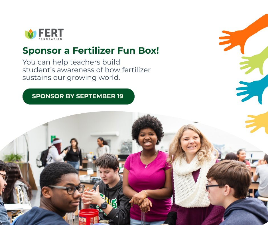 The Fertilizer Institute (@fertilizer_inst) on Twitter photo Help Us Tell Your Story and Bring Soil Science into the Classroom! Sponsor a Fertilizer Fun Box by next Friday to put engaging, hands-on soil science activities directly into 7th–12th grade classrooms in time for Global Fertilizer Day.  
Learn more: ow.ly/m9zT50WUEIx Help Us Tell Your Story and Bring Soil Science into the Classroom! Sponsor a Fertilizer Fun Box by next Friday to put engaging, hands-on soil science activities directly into 7th–12th grade classrooms in time for Global Fertilizer Day.  
Learn more: ow.ly/m9zT50WUEIx