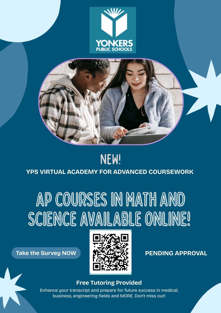 Interested in taking AP classes online in Math and Science?  See the attached flyer and complete the survey.