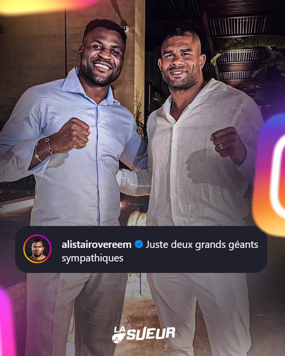 Les retrouvailles entre Francis Ngannou et Alistair Overeem. 🤜🤛

Il y a presque 8 ans, Ngannou lui avait infligé l’un des KO les plus mémorables de l’histoire. 😳