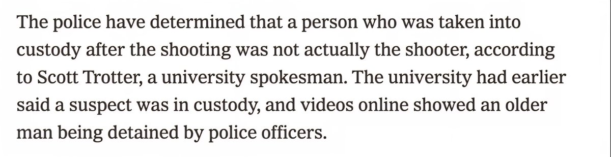 Now the NYT is reporting this man was *not* the shooter.

The journalism major in me urges all of you to be extraordinarily careful about the information you consume and share in a situation like this.