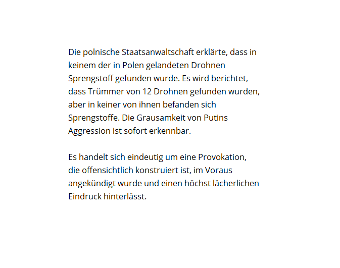 Ein Ukrainer warnte polnische Zivilisten vor den Drohnen. Auch interessant. 
Übrigens stellte die Staatsanwaltschaft Lublin fest, dass die Dohnen keinen Sprengstoff trugen. ...oder um es mit Boris Rozhin zu sagen 👇🤡
wydarzenia.interia.pl/kraj/news-nawe…