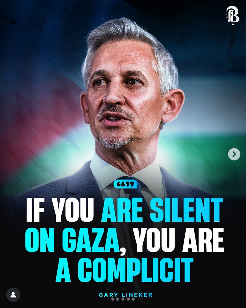 Gary Lineker just won best Presenter he was the only one to stand up for Palestine.

Well done Gary.

🇵🇸
