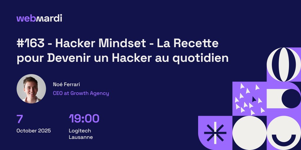 🚨 Tomorrow is the day of our 9th event of the year! Don't miss Noé Ferrari, CEO @Growth Agency, sharing his experience about cybersecurity at our #Webmardi event. See you there! 😊 #hacker #curiosity #challenge