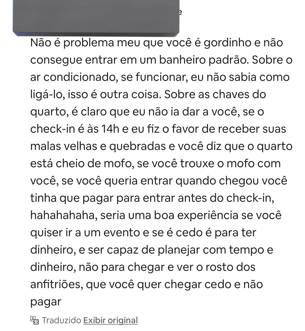 JuniorCostacf's tweet photo. A mulher deu uma estrela de avaliação no Airbnb e teve essa resposta amigável. https://t.co/iSdVyA0zXv