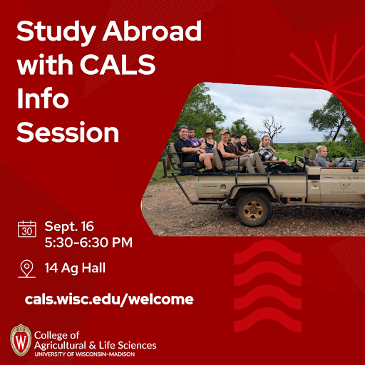 Join this info session to learn how to plan a study abroad experience as a CALS major, and enjoy free Ian's Pizza! 

win.wisc.edu/event/11392167