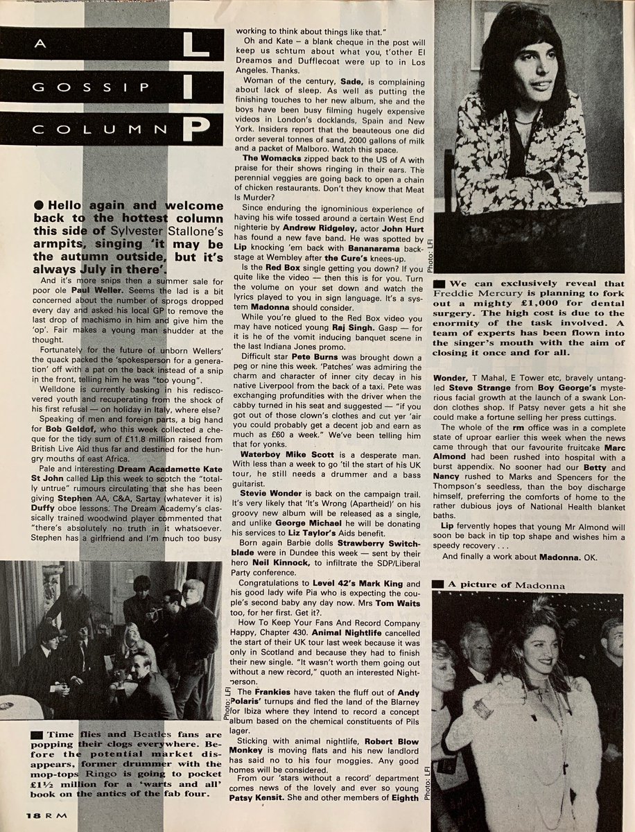 Record Mirror magazine September 28, 1985 with Paul Weller on the cover, News, Lip and singles reviewed by Mike Gardner. Romeo Where's Juliet by Collage was Single of the Week #NowPlaying on phonic.fm #80sTM