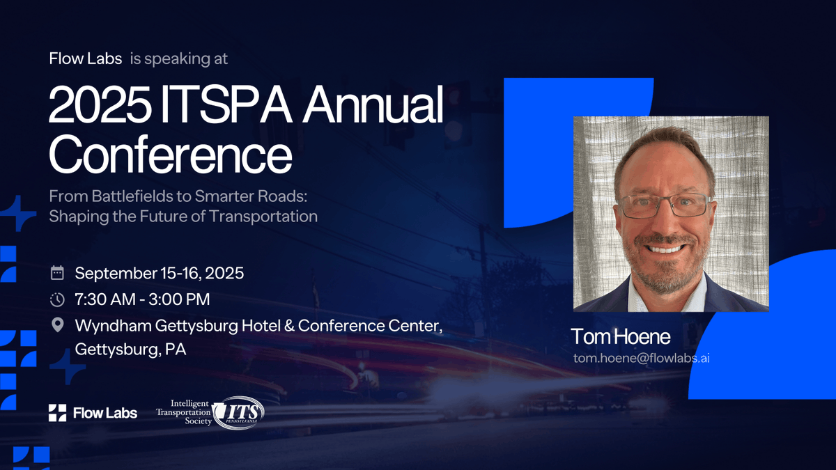 trafficflowlabs's tweet photo. 🚦@trafficflowlabs is heading to ITS PA 2025 in historic Gettysburg!

Join Tom Hoene as he co-presents with Brad Miller from Michael Baker International about how @cityofhoboken, NJ is using the Flow Platform to monitor, measure, and maximize their signal performance! https://t.co/eCAi5O244e