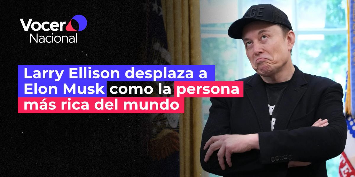 Vocero_Nacional's tweet image. El trono de la riqueza mundial cambió de dueño: 💰 Larry Ellison acaba de superar a Elon Musk
Mira la nota aquí
voceronacional.com/larry-ellison-…
#elonmusk #larryellison #oracletechnology #inteligenciaartificial #millonarios #economia
