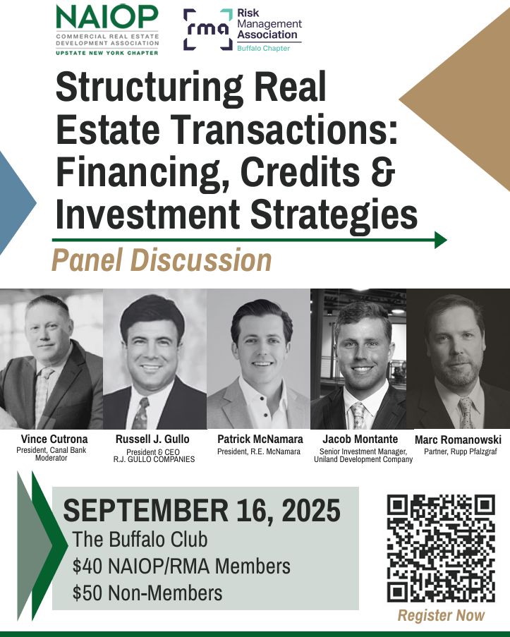 Structuring Real Estate Transactions: Uniland's Sr. Investment Mgr., Jacob Montante, will participate in a panel discussion sponsored by <a href="/NAIOP/">NAIOP Corporate</a> Upstate NY &amp; <a href="/RMAHQ/">RMA</a> Buffalo on 9/16 at The Buffalo Club. naiopupstateny.starchapter.com/meetinginfo.ph…