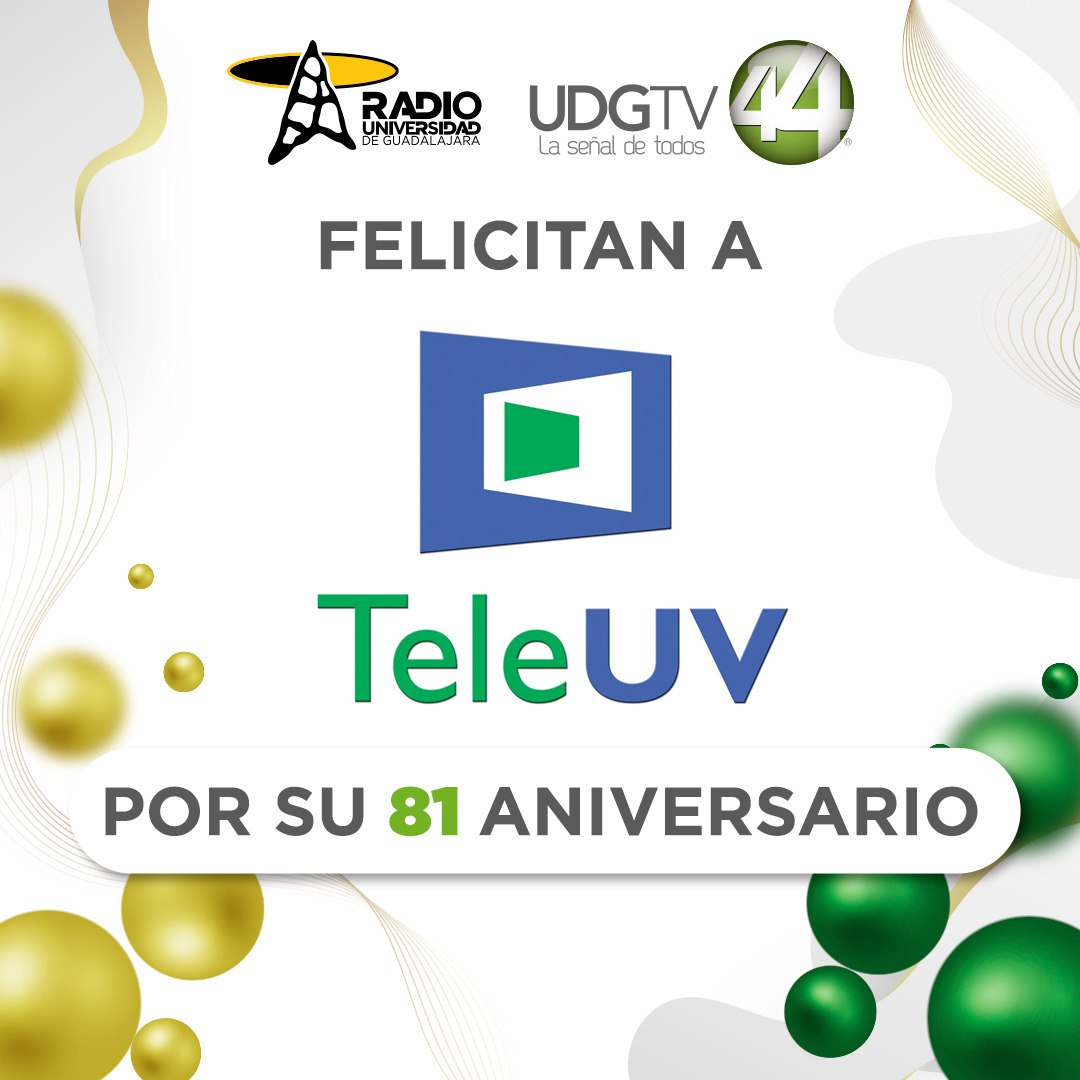 CANAL44TV's tweet photo. 🥳 ¡Feliz 81 aniversario, @TeleUV! 

Desde #Canal44TV y @RadioUdeG celebramos este gran logro junto a todo su equipo. 🎉 https://t.co/kdqhY6pU2C
