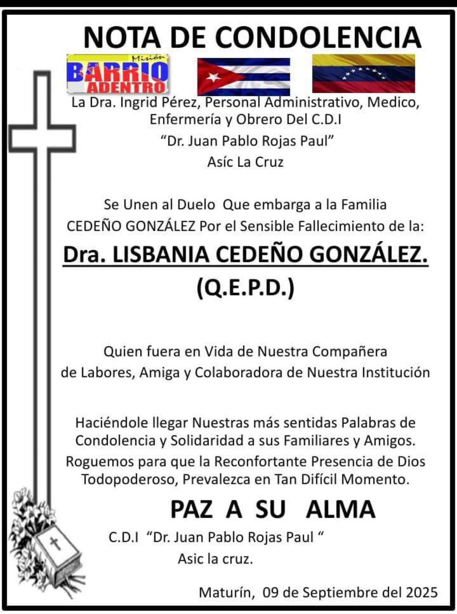 Joven médico Cubana se suicida en Maturin estado Monagas, la situación de estos seres humanos en Venezuela es indescriptible, Venezuela tomada por el mal mientras esperamos...