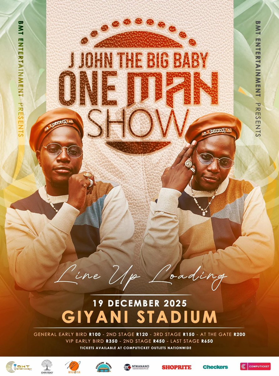 arcandtheory's tweet photo. Lets make history 19 Dec 2025, Giyani stadium @jjohnthebigbaby #onemanshow #jjohnthebigbaby #seeyouthere #SavannaAppointsSteveJobe https://t.co/jEeVneY2wx