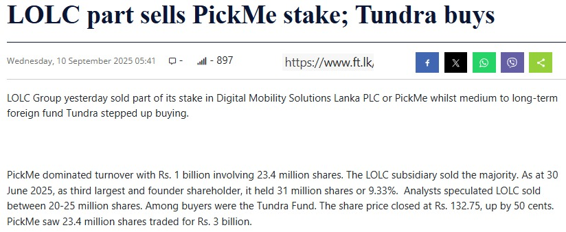 Channa_Amare's tweet image. #LOLC believed to be main seller of #PKME this week

As a PKME insider, with a Board position, LOLC should disclose sale to #CSE #lka within five market days

But T+5 days rule to report insider trades needs to be tightened

Surely same day disclosure can be mandated?

@CSE_Media