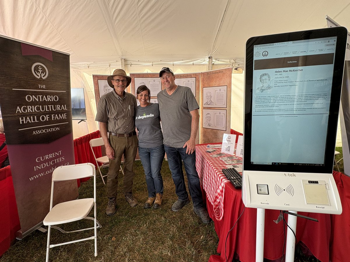 Day two of <a href="/outdoorfarmshow/">Canada's Outdoor Farm Show</a> and we had directors Dr. Peter, Patricia and Farmer Tim in the OAHF booth answering questions and talking about our inductees. Come see us tomorrow. We’d be delighted to say hi!