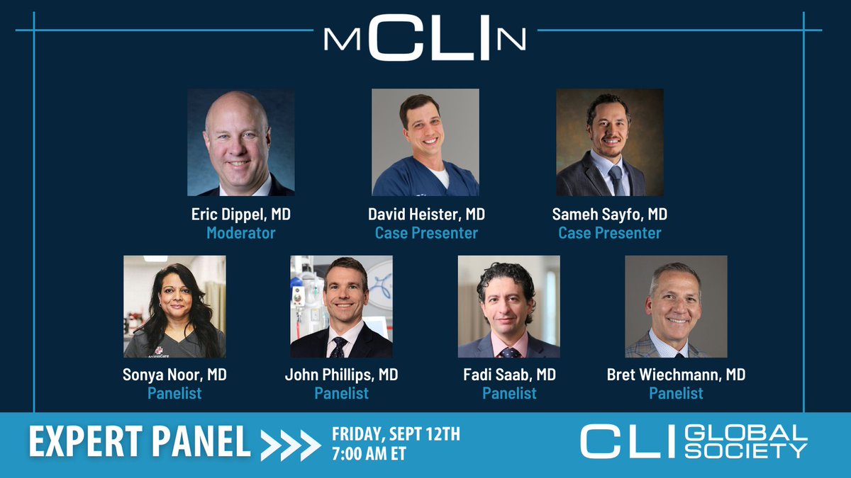 Join us Friday for this month's Multidisciplinary CLI Network Meeting (MCLIN). This live, monthly discussion brings together an expert panel to discuss complex case studies and complications in CLI.

Learn more: ow.ly/GxAT50WUVu7