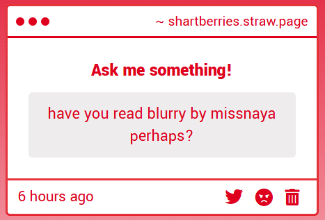 shartberrys's tweet photo. Honestly, not that I remember
But I AM familiar with missnaya's wonderful writing so I knew it was in for a treat. Thank u so much for the rec!!!! I appreciate it 💖
I have no time to read it fully rn 😭but chapter 1 was so 🫦
#romanjay https://t.co/g4p6OJH7i8