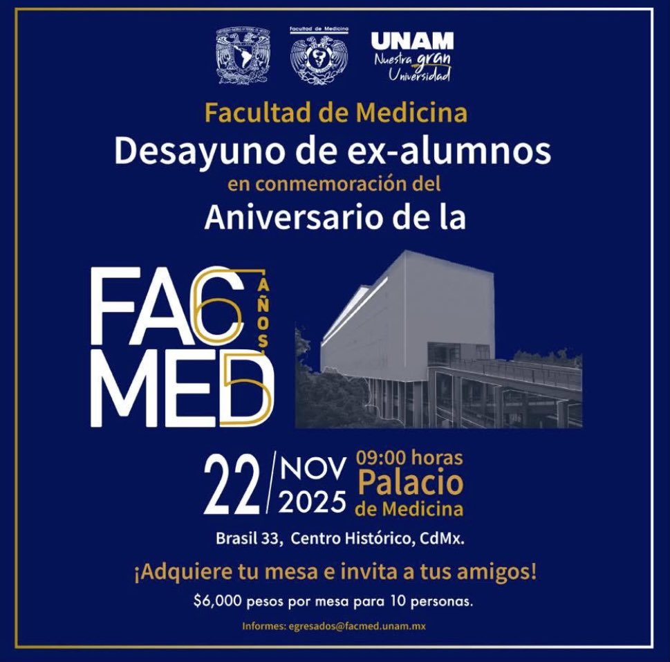 Eres exalumno/exalumna de la <a href="/FacMedicinaUNAM/">FacultadMedicinaUNAM</a> ?
Esto te interesa 👇👇👇