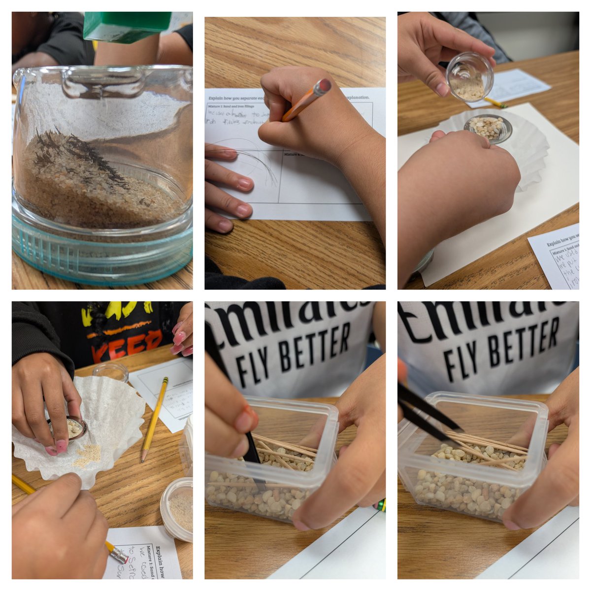 Today we identified tools used to separate mixtures, and then used the tools to separate mixtures based on their physical properties. The iron filings and sand was the biggest hit! 
<a href="/KujawaES_AISD/">Kujawa Elementary</a> <a href="/AldineISD/">Aldine ISD</a> <a href="/LaLlking/">LaTarsha King</a> <a href="/STARS_902/">Tracy Mansfield</a>