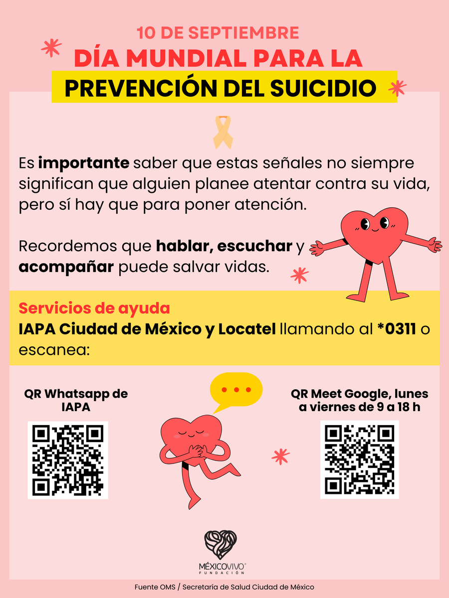 Este día tiene el propósito de crear conciencia sobre la importancia de eliminar el estigma hacia la salud mental y promover acciones para apoyar a quienes afrontan una crisis. 
#díamundialdeprevencióndelsuicidio