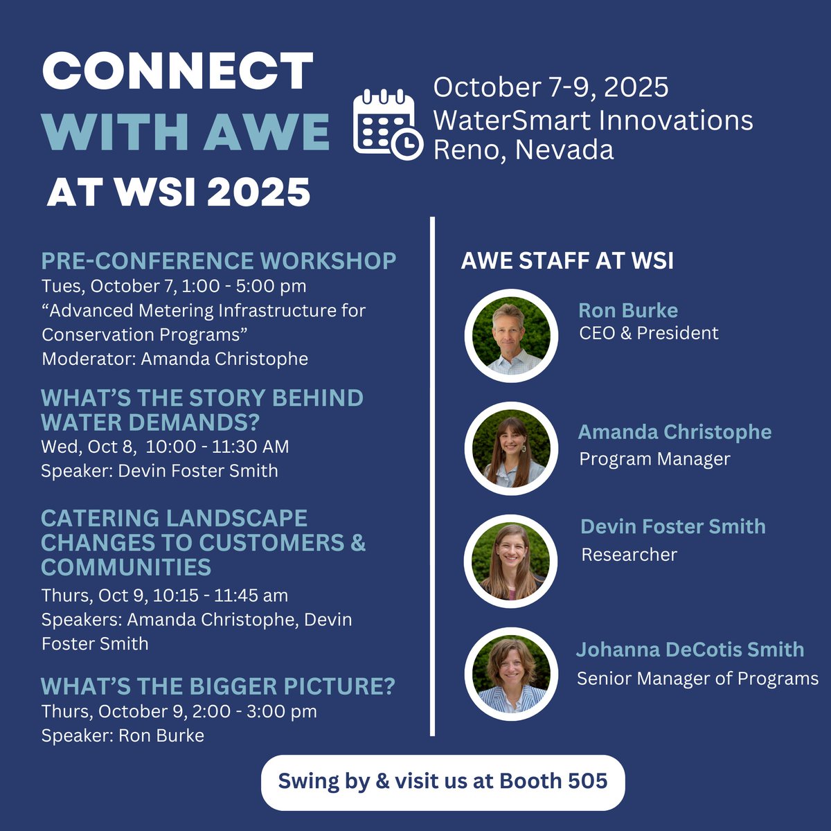AWE staff will speak at WaterSmart Innovations! Tune in to hear how #ClimateChange, #politics &amp; other forces impact water.

REGISTER for #WSI25: awwa.org/event/watersma…

- Oct. 7-9, 2025, Reno, NV

Presented by <a href="/awwa/">American Water Works Association</a>