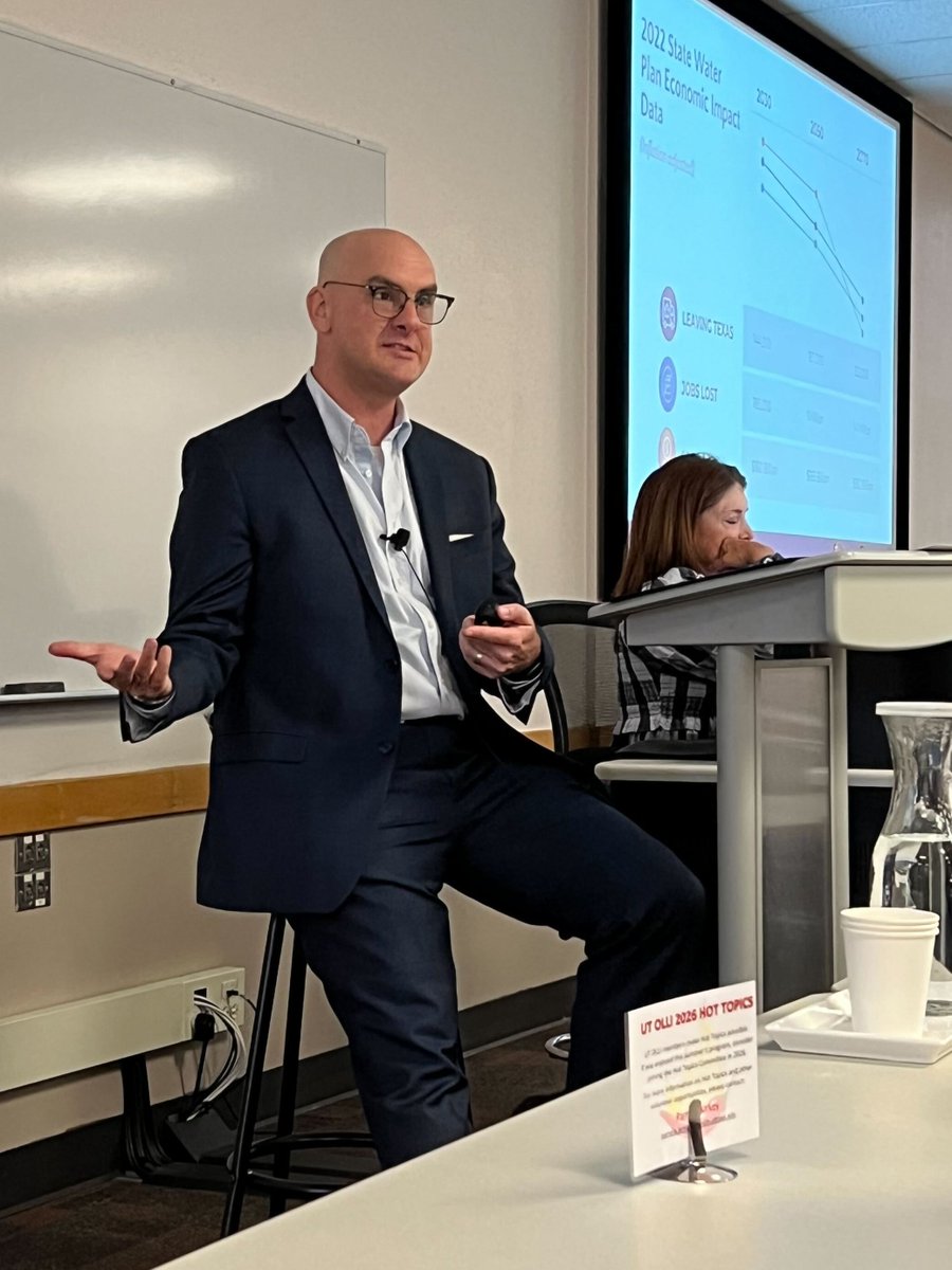 The learning never stops at <a href="/ut_olli_austin/">UT OLLI</a>. 🤩

Yesterday, <a href="/AJRodriguez2036/">A.J. Rodriguez</a> and <a href="/jeremybmazur/">Jeremy B. Mazur</a> spoke at UT's Osher Lifelong Learning Institute, giving an overview of Texas 2036 and our state's #txwater challenges.

Excited for the second half of our lecture series tomorrow!