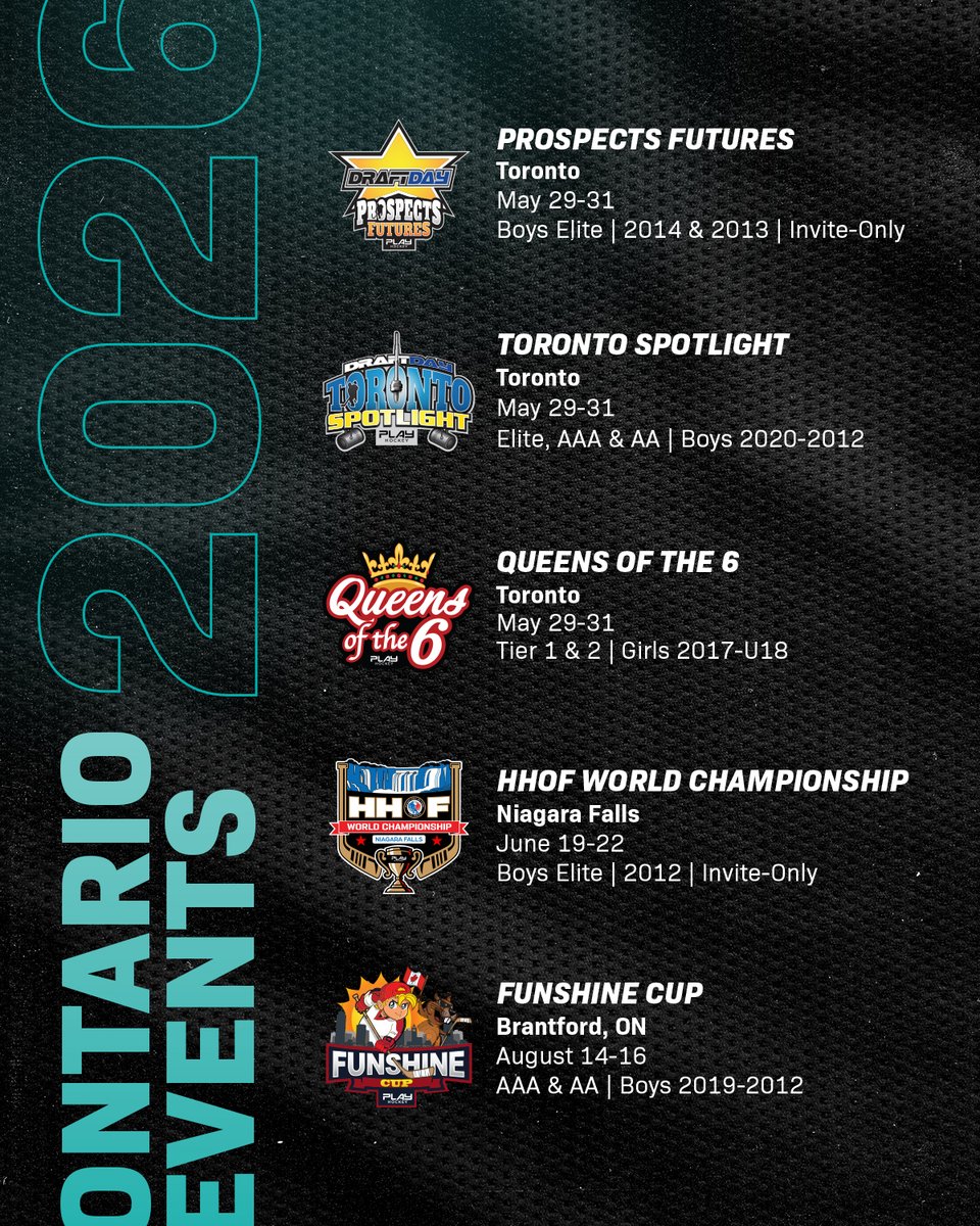 🚨 Save the Dates🚨
Our 2026 Ontario events are locked in! 🏒 Mark your calendars now!
More info ➡️ bit.ly/3VKHi1y