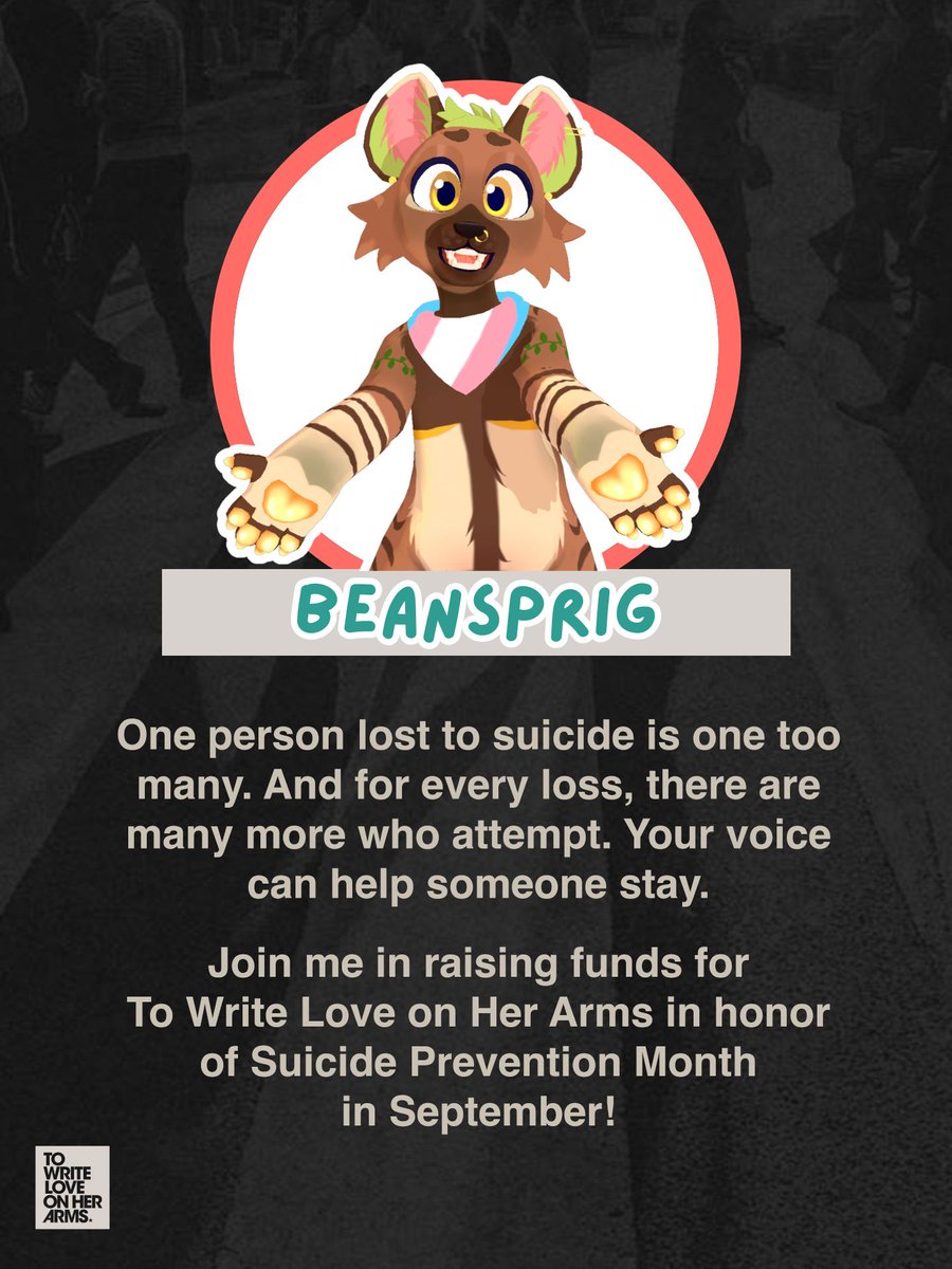 beansprig's tweet photo. It is World Suicide Prevention Day.
Today exists for remembrance &amp; to uplift.

I'm raising funds for twloha to give others the resources they need!

Remember that you're not alone &amp; that it isn't weak to ask for help.

I hope you stay.💛✨

https://t.co/5aCk6Gwvap https://t.co/f5WnTs150A