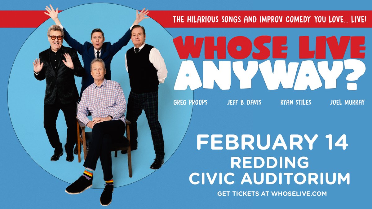 💥 ON SALE NOW! 💥 Whose Live Anyway returns for another night of hilarity in Redding! 😂 Get ready for fun, friends, and much laughter on Saturday, February 14! 🎫 Grab your favorite seats now! reddingcivic.com/event/2026/who…