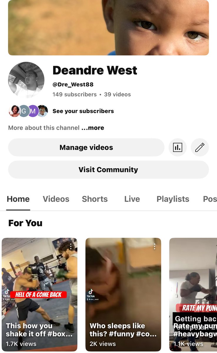 Go follow my growing YouTube channel 
#boxing #knockouts #fights #fup #fyp #daddysgirl #mybabys #fatherfirst 

youtube.com/@dre_west88?si…
